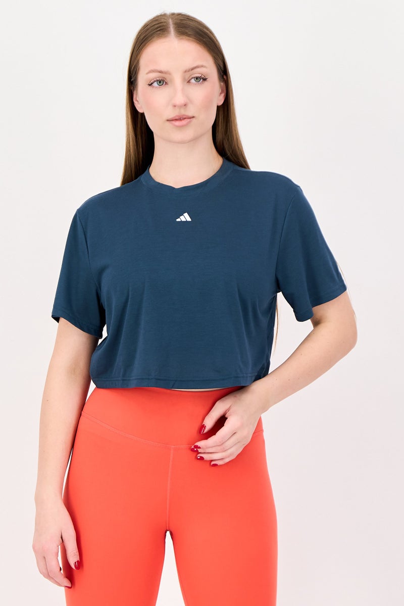 Adidas Women Spostswear Fit Short Sleeve Training T-Shirt, Teal Blue - Image 1